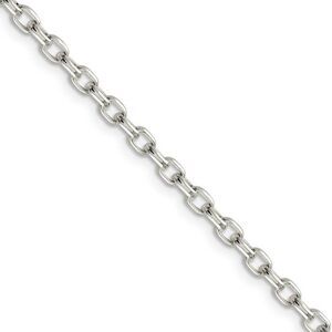 3.2mm Sterling Silver Solid Oval Rolo Chain Necklace, 20 Inch